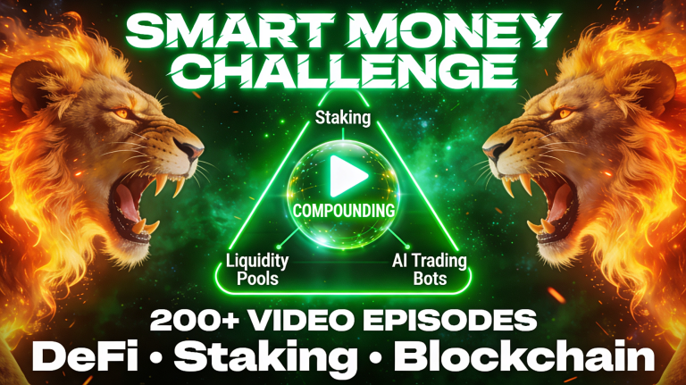 Smart Money Challenge: 200+ DeFi Videos 🦁 Smart Money Challenge DeFi staking AI trading liquidity pools 200+ videos